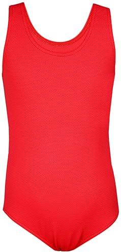 Aquarti Maillot de Bain Fille – Maillot de Bain Une Pièce pour Fille avec Dos Nageur, Jacquard à Pois Rouge, 158
