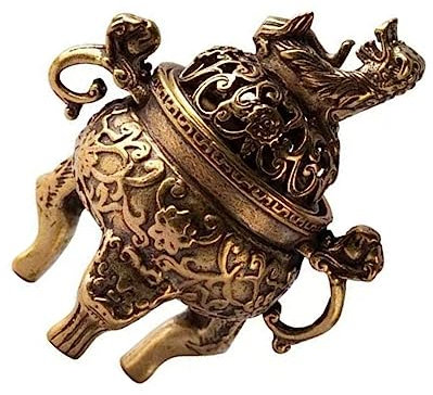 MAGICLULU 1 Stück Topf Bronze Räuchergefäß Räuchergefäß Schale Mit Grill Flow Saum Vintage Räuchergefäß Speckstein Kette Outdoor Holzkohle Duft Kessel Anhänger Brenner Halter