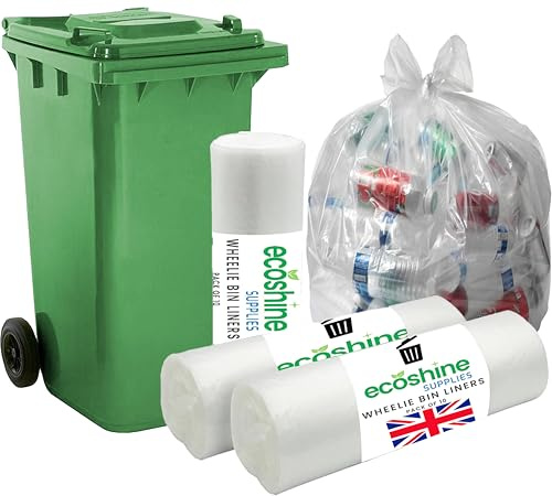 Strong Clear Wheelie Bin Liners Heavy Duty Rubbish Sacks for Big Refuse Bins 240 Litre Refuse Sacks Heavy Duty (50)