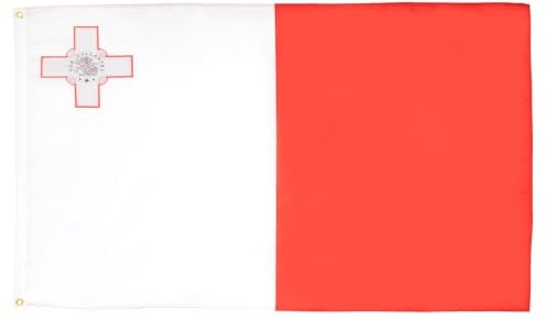 AZ FLAG 2er-Set Flaggen Malta 90x60 cm Republik Malta Polyester 100D 2 Ösen | Für innen und außen dekorative Flagge doppelte Nähte und verstärkte Kanten mit Metallösen 100D Polyester