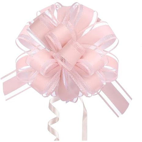 LaresDay Auto Dekor Schleifen Set, 5 Stück XXL Geschenkband mit Goldfolie für Hochzeitsauto, Partydekoration, HausEinweihung & Feiern – Wiederverwendbare Riesen-Schleifen für Tüten (Rosa)