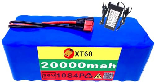 Batteria al litio ricaricabile da 36V 20Ah batteria per scooter elettrico 10S4P per batteria impermeabile per scooter e bicicletta con caricabatterie 42V 2A XT60 plug,36V 20Ah