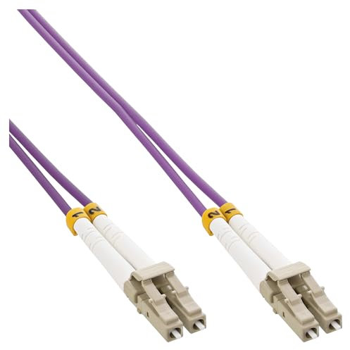 InLine LWL 88530P - Cavo patch duplex LC/LC OM4 50/125µm, LSZH, in fibra ottica per un rapido trasferimento dei dati su reti, 30 m, colore: Viola
