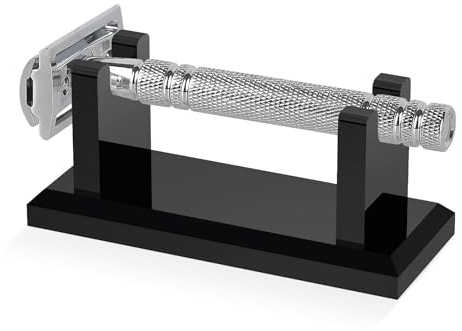 Linkidea Acryl-Rasiererständer für Herren, stabiler Badezimmerhalter für Sicherheitsrasierer, leicht zu reinigen, kompatibel mit Viking Blade Chief & Shaving Revolution Rasierern (Schwarz)