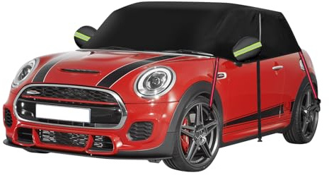 Halbgarage für Mini Cooper 3-Türer F56 2014-2025, 420D Oxford Wasserdicht Outdoor Halbgarage Autoabdeckung UV-beständig Sonne Schnee Regen Staub Allwetterschutz