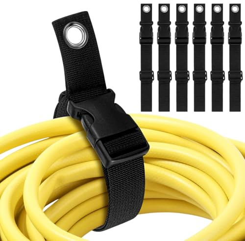 Verlängerungskabel-Halter – robuste Gurte, verstellbare Verriegelungsschnalle, Aufhänger für Kabel, Schläuche, Seile, Gadgets, Aufbewahrung, Garage, Wohnmobil-Zubehör, Innenbereich, Garten