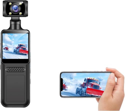 Risegun Handheld-Actionkamera, 4K HD WiFi Action Kamera mit 180 Grad drehbarem Objektiv, 135° Ultra Wide APP Steuerung Vlogging-Kamera für Outdoor-Sportarten Reisen