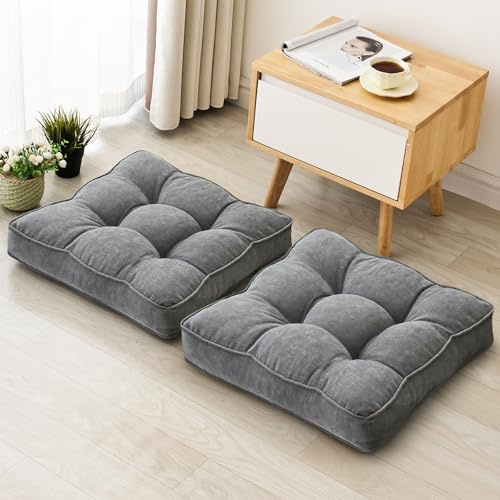 AS AWESLING 55cm x 55cm Floor Pillows Set of 2 | Meditation Cushions | 55cm x 55cm Floor Seating with Shredded Foam Padding | for Adults, Yoga, Living Room
