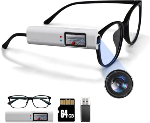 SONGYUKA 2.7K Ultra-Light Head Mounted Sports Camera - 21g Glasses-Compatible Action Cam with Hands-Free POV & Lossless Audio for Travelers/Business (WHITE64)