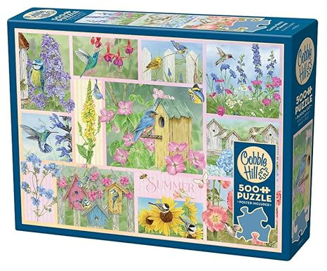 Cobble Hill 500 Teile Puzzle - Gartenvögel im Sommer - Beispielposter enthalten