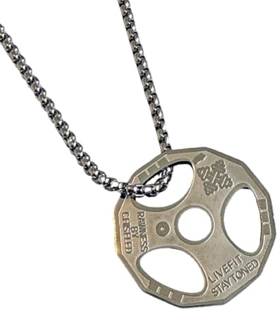 Luck Trader Halskette mit Hantelscheiben-Anhänger, Hantel-Design, erhältlich in Gold, Silber, Schwarz, Chrom, Fitness-Schmuck für Gewichtheber, Eine Größe, Edelstahl, Kein Edelstein