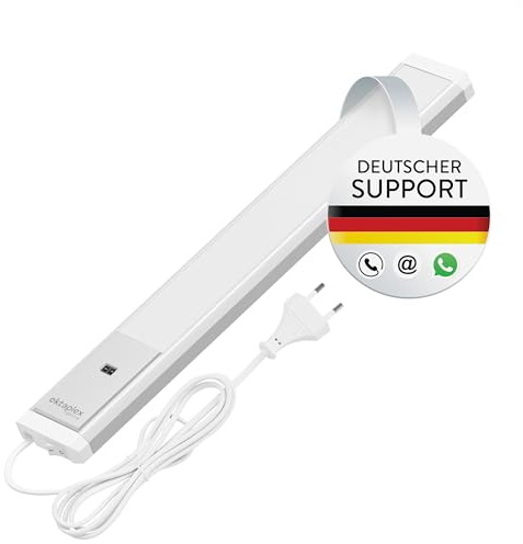 Oktaplex Riva LED Unterschrankleuchte 40cm flach mit Sensor | 400lm Dimmbar Warmweiß 3000K Unterbauleuchte 6W Küchenbeleuchtung silber