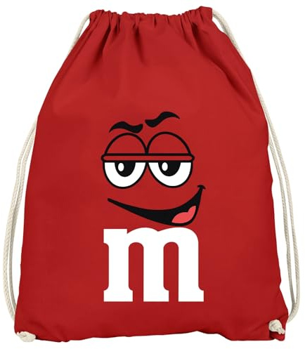 MoonWorks® Turnbeutel - M mit Gesicht - Accessoires Fasching Karneval Gadgets Spruch lustig Faschingsartikel Tasche Gymbag Rot unisize