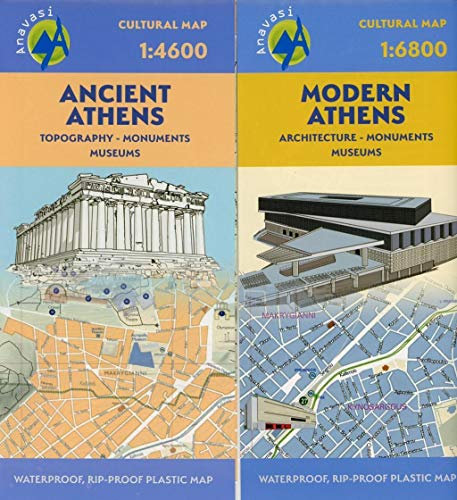 Stadtplan Ancient Athens / Modern Athens: Topography - Monuments - Museums / Architecture - Munuments - Museums. Waterproof, rip-proof. 3-D ... Kirchen 4,6T. (Athens cultural map)