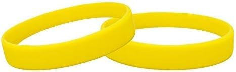 X 10 couleur Bracelet en silicone – Taille adulte jaune