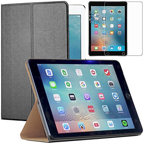 ebestStar - Cover Compatibile con iPad 2018 9.7 2017, PRO 9.7 2016, Air 1/2 Custodia Slim Smart Case Sottile Funzione Supporto, Nero + Vetro Temperato [Apparecchio: 240x169.5x7.5/6.1mm, 9.7'']