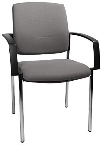 SCHÄFER SHOP Besucherstuhl mit Armlehnen, Konferenzstuhl, Rückenlehne gepolstert, 110 kg belastbar, Bürostuhl Schreibtischstuhl, geeignet für Besprechungsräume,Wartezimmer, Empfangsbereiche, grau