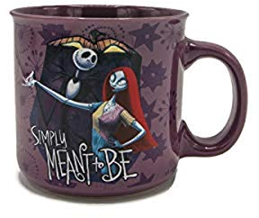 Silver Buffalo Disney Nightmare Before Christmas Simply Meant to Be Jack and Sally Ceramic Camper Style Mug, 20 Ounces