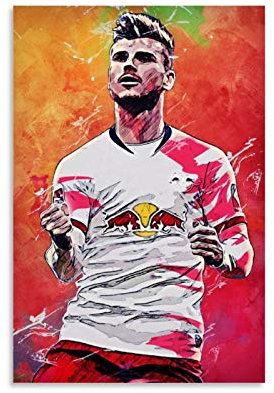 LKJHLK Timo Werner Poster Fußball 3, Wanddekoration, Leinwand-Kunstdruck für Büro, Schlafzimmer, Zuhause, Wohnheim – Geschenk für Jungen, 30 x 45 cm