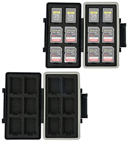JJC wasserdichte Speicherkarten-Hülle für SD SDXC SDHC x12 + CFexpress Typ-A Karte x12, Speicherkartenbox Tragetasche, SD Kartenhalter Aufbewahrung