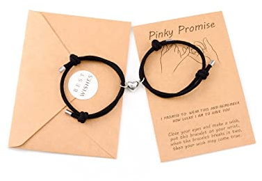 VU100 2 Stücke Paar Magnetisches Armband Magnetische Anziehungskraft,Paarpaarung Liebe Freundschaft Weben,Für Liebhaber Familie bester Freund Freundin Schwestern Schwarz+Schwarz