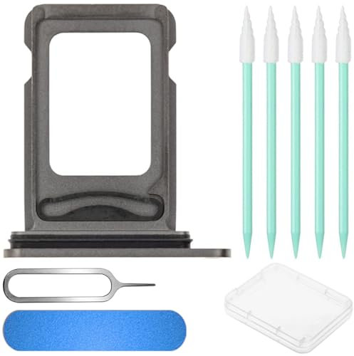 ZHUROUPU Dual Sim Card Tray Slot Holder Replacement with Waterproof Rubber Ring, Cemobile Sim Card Tray Open Eject Pin for iPhone Xs MAX (6.5)(Space Gray, Dual Sim)