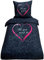 Visaggio Bettwäsche Mikrofaser 155x200 cm Garnitur Set schwarz pink Love Herz 2 TLG.