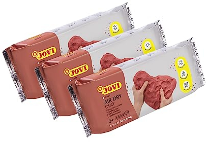 Jovi Air Dry Modelliermasse, gebrauchsfertig, lufttrocknend, auf Basis von Feuchtton, 500 g in terracotta, 3er Pack