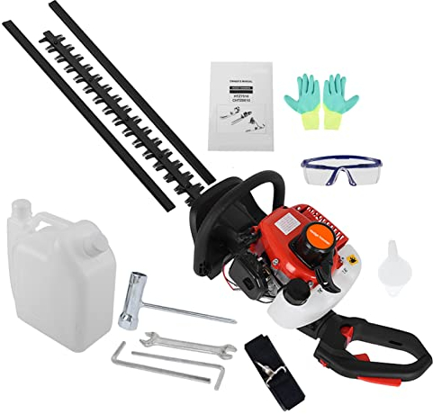 Shienfir 24 Zoll Heckenschere, 26cc Gas-Heckenschere, 2-Takt Benzin-Heckenschere Gartenschere mit Zwei Seitenmessern zum Schneiden Doppelaktion Heckenschere von Hecken, Büschen und Sträuchern