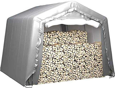 Homgoday Lagerzelt Mehrzweckzelt Garagenzelt Gerätehaus Weidezelt Foliengarage Unterstand Lagerhalle Gartenschuppen UV-beständig 300x300 cm Stahl Grau