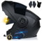 Bluetooth Motorradhelm, Vollvisierhelm mit 2 Fahrern Helm Bluetooth Intercom DOT/ECE Genehmigt, Leicht, Klapphelm mit Doppelvisier, Modularer Helm für Erwachsene Männer Frauen S~XL