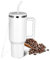 Vusddy Taza térmica con pajita y asa, 40oz/1200 ml, doble pared con tapa y asa, vaso de acero inoxidable, taza de café portátil para viajes y coche, vacío a prueba de fugas, color blanco