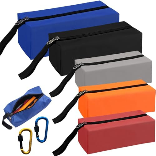 5PCS Zippered Small Tool Pouch Bags, 5 Color Multipurpose Tool Pouch, Canvas Tool Bag Small with Mountaineering Buckle, Pouches Portable Storage Tool Bag for Garden Technicians House Storage Outdoor