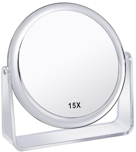15X/1X Kosmetikspiegel Vergrößerung Doppelseitiger Schminkspiegel 360°Drehbar Tischspiegel für Make Up Reisespiegel für Schminken Gesichtspflege und Rasieren