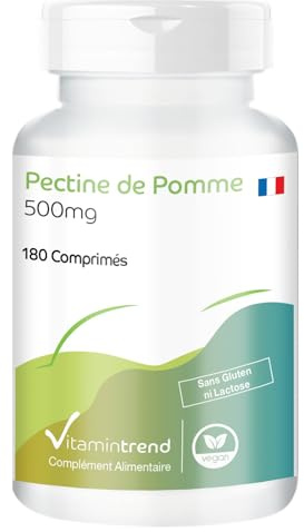 Vitamintrend Apfelpektin 500mg, 180 Tabletten, mit Calcium und Vitamin C, 1500mg Apfelpektin pro Tagesdosis, Nahrungsergänzungsmittel vegan ohne Magnesiumstearat, in Deutschland hergestellt