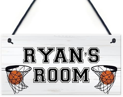 Red Ocean PERSONALISED Basketball Boys Room Hanging Door Sign, Basketball Room Decor, Christmas Birthday Gifts For Son Brother, Basketball Gifts For Boys