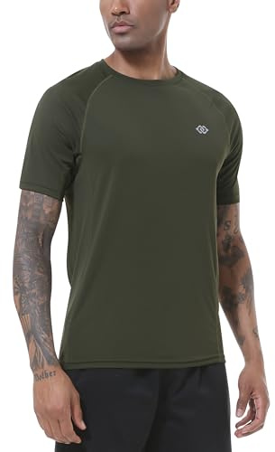 MoFiz Rashguard Anti-UV Homme Manches Courts T Shirt Séchage Rapide Surf UPF 50+ pour Natation Surf Plongée Plage Vert1 EU 2XL