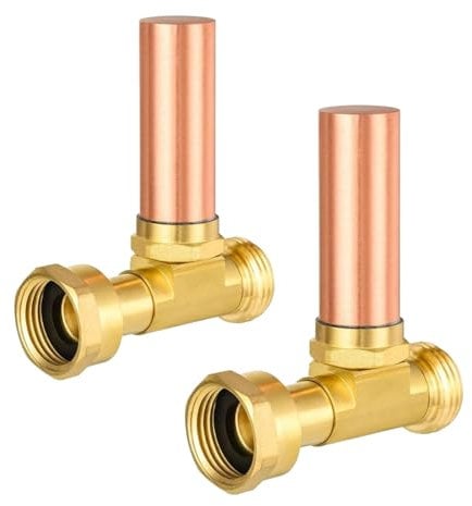 GUOFIS Water Hammer Arrestor,3/4 Inch Swivel FHT x 3/4 Inch MHT Copper Water Arrestor for Washing Machine Connection(2PACK, Straight Copper Arrestor)