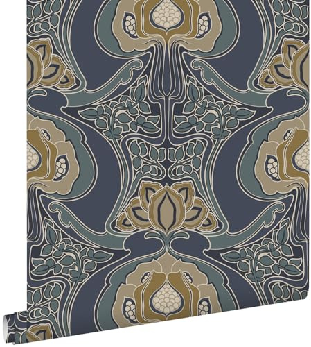 Esta Home Tapete Blumenmuster im Jugendstil Graublau 53 cm x 10.05 m