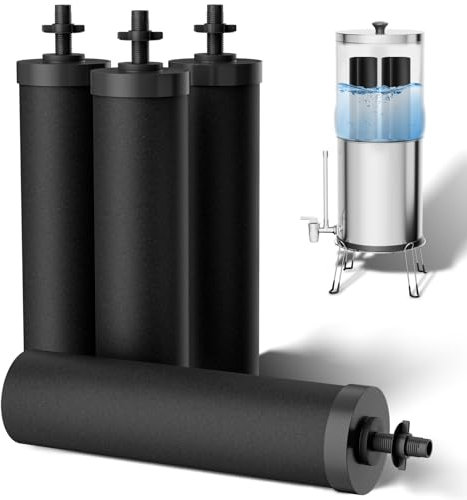 Xmntdo Berkey® BB9-2® Lot de 4 filtres à eau de rechange pour filtre à eau Berkey® BB9-2® Compatible avec le système de filtre à gravité Berkey® Noir
