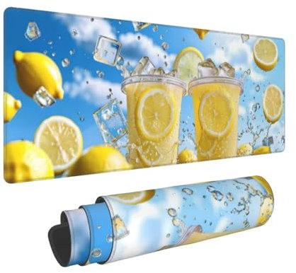 Tapis de Souris, XXL Mouse Mat 1000x500x3 mm, Texturée Résistant à Usure Lavable, Grand Tapis de Souris antidérapant,Convient pour Les Jeux, la Maison et Le Bureau & Affaires (Glaçons de citron) V-122