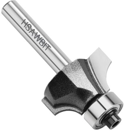 hsawbit Rounded Over Router Cutter Bit, 1/4 Inch Shank, 6.4mm Radius and 11mm Cut Length, Roundover Router Bit Edging Router Bit