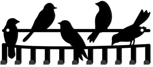SUPERDANT Schlüsselbrett Mit Vögeln Niedlicher Vogel Schlüsselhalter An Der Wand Montiertes Schlüsselleiste Mit 11 Haken Draht Vögelchen Schlüsselleiste Metall Schlüssel Organizer Für Hundeleine