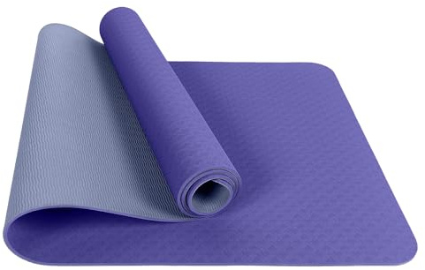 Enssy große, breite TPE-Yogamatte, rutschfest, dick (183 x 80 x 0,8 cm) für Frauen & Männer – Ideal für Training zu Hause, Gym, Pilates und Fitness (Violet+LightPurple)