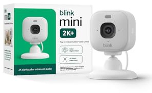 Blink Mini 2K+ (newest model) – Plug-in Home & Pet Indoor Security Camera with 2K video resolution, night vision, enhanced audio, motion detection – 1 camera (White)