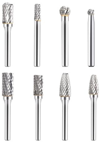 Juego de 8 brocas de carburos de tungsteno para tareas de pulido y grabado de madera de metal