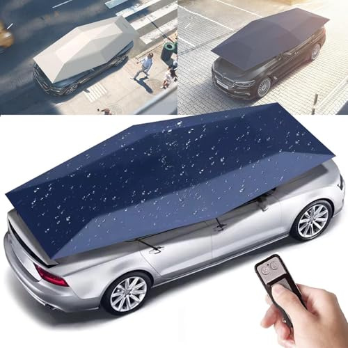 RoyceBee Tenda da Auto Universale, Mobile, 4,3 M/4,8 M, Copertura Automatica per Auto, Impermeabile, Parasole, Ombrellone, Telecomando, Copertura per Auto Anti-Sole,A-4.8m/15.7ft