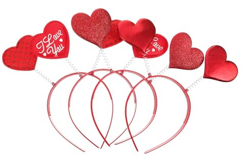 Gogogmee 4 Stück Rotes Herz Stirnband Haarschmuck aus Langlebigem Material Leichtes Party Haarreif Zubehör für Valentinstag und Kostüm