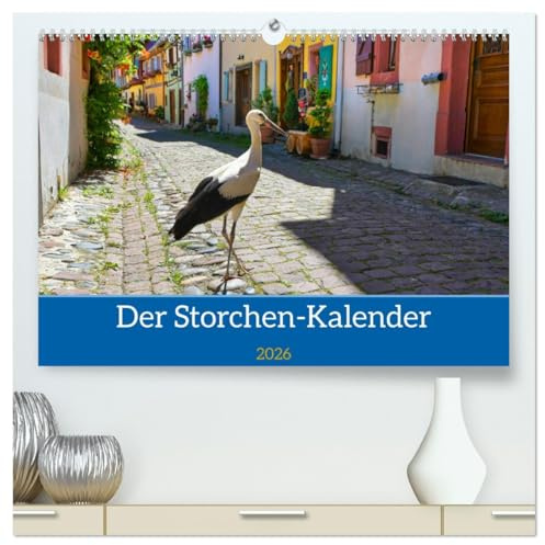 Der Storchenkalender (hochwertiger Premium Wandkalender 2026 DIN A2 quer), Kunstdruck in Hochglanz: Störche in ihrer natürlichen Umgebung im Elsass (CALVENDO Tiere)