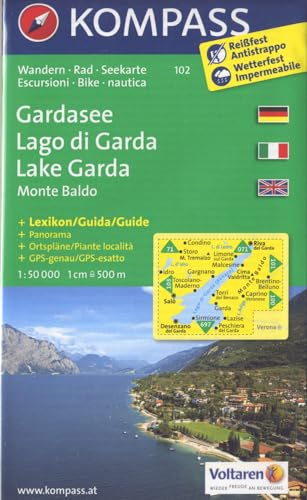 Gardasee /Lago di Garda /Lake Garda /Monte Baldo: Wander- und Seekarte mit Kurzführer und Radrouten. GPS-genau. Dt. /Ital. /Engl. 1:50000 (KOMPASS Wanderkarte, Band 102)